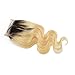 Dingli Hair 4x4 Free Part Ombre Blonde 1 Piece Closure 100% Brazilian Virgin Hair Body Wave Swiss Lace Closure with Baby Hair #1b/613 (16 inch)