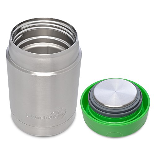 LunchBots Thermal 12 oz Triple Insulated Food Container - Hot 6 Hours or Cold 12 Hours - Leak Proof Thermos Soup Jar - All Stainless Interior - Green - Thumbnail 2