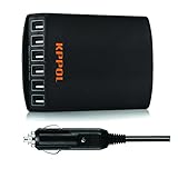 USB Car Charger Adapter, KPPOL 50W/10A 12V/24V 6 Ports Multi iPhone Lightning Car Charger W Smart IC Technology Charging iPhone X / 8/7 / 6/6 Plus, Galaxy S9 / S8 Edge and More