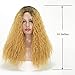 MISSQUEEN Ombre Blonde 2 Tones Synthetic Kinky Curly Wavy Fluffy Wig Dark Roots Long Natural Replacement Hair Full Wigs for Black Women