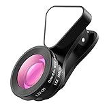 SEHOO 3 in 1 Lens, Fill Light, 140 Degree Wide Angle, 15X Macro Lens Clip-on Cell Phone Camera Lenses Kit for iPhone Samsung, Android Smartphones (Black)