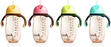 Gnma Non-leaking PPSU Penguin Both Hadle Baby Bottle Straw Cup Backflow Prevention (Pink)