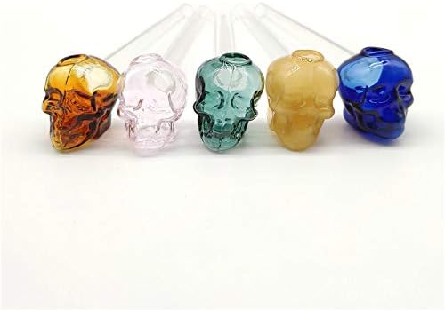 Dolores Guy 6 Inch Length Colorful Skull Glass Artcraft Pipes 3 Pieces Pyrex Random Color
