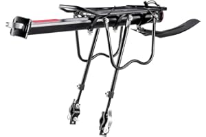 Teraysun Adjustable Bike Cargo Rack, 110 lbs Capacity Bike Rear Rack with Fender, Universal Quick Release Bicycle Carrier Rack, Aluminum Alloy Back Bike Luggage Rack