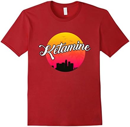 Mens Ketamine Retro Sunset T shirt Large Cranberry