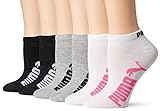 Puma Women's Low Cut Athletic Running Sock with Arch Support 6-Pack, White/Pink, 9-11