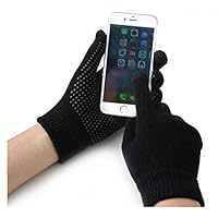 ANSLYQA Texting Touchscreen Gloves Knit Wool Lined Winter Warm for Men Women Driving Running Cycling (1-Pair),Black