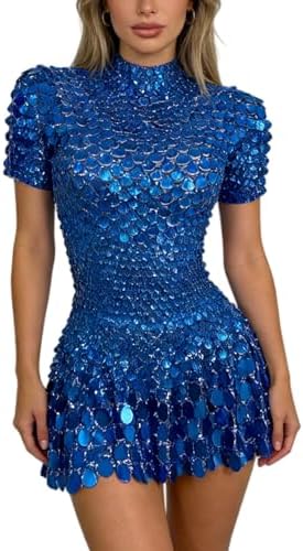 club mirror dress Chic Cut Glass Mirror Blue Sheath Mini Homecoming Dresses, Blue / 6