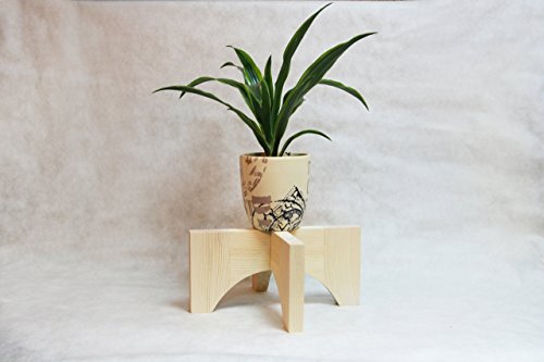 Mid Century Wood Plant Stand Indoor - Adjustable for pots from 8 to 10 Inches - Flower pedestal modern plant stool tiered - Brown hairpin plant pot holder POT NOT INCLUDED