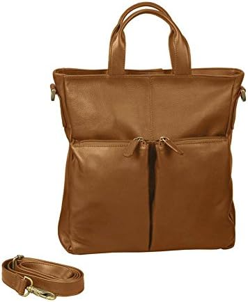 Winn International Leather Convertible Tote Backpack, Camel