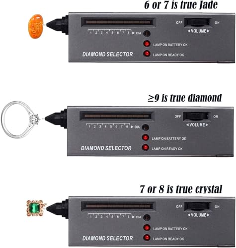 Diamond Tester Pen＋60X Mini LED Magnifying,High Accuracy Jewelry Diamond Tester Tool,Environmental Protection 9V Battery,Professional Diamond Selector for Novice&Expert,Thermal Conductivity Meter
