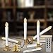 CelebrationLight 6 Pack Flameless Taper Candles with Remote/Timer, Battery Operated Flickering LED Window Candles, Vintage Christmas Electric Fake Candlesticks, Golden Holder