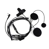 BaoFeng Helmet Kit 2 PIN Full Face Motorcycle Headset Earpiece Mic, for BaoFeng/Kenwood/WouXun/PuXing/Linton Two Way Radio Walkie Talkie, Black