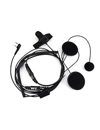 BaoFeng - Kit de casco de 2 pines para motocicleta, auricular con micrófono Kenwood/WouXun/PuXing/Linton, radio de dos vías, Walkie Talkie, color negro