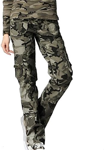 Aubig Cotton Woodland Army Camouflage Combat Trousers Stretch Women Ladies Camo Printed Slim Fit Jeans Pants Asian L