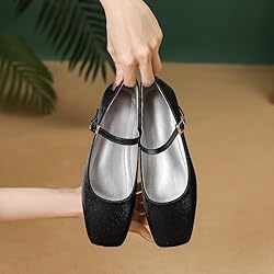 Dear Time Women's Satin Mary Jane Shoes Square Toe