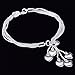 Women Girl Silver Link Bracelet，Five-line Chain with Five-Heart Love Bracelet(7.5