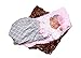 Theposhlayette Infant Newborn Baby Girl Coming Home Outfit Layette Gown with Headband Pink Gray