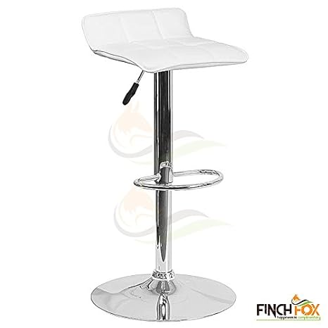 Adjustable Height Swivel Metal Bar Stool (White) by Finch Fox