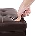 SONGMICS 15 x 15 x 15 Inches Storage Ottoman Cube With Hinged Lid Footrest Stool Coffee Table, Holds Up to 660lb, Faux Leather, Brown