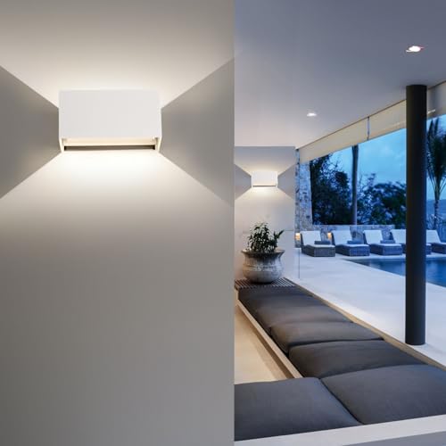 2 x 25 W LED Outdoor / Indoor Wall Light IP65 Waterproof Modern Aluminium White 4000 K Natural White Outdoor Wall Light Adjustable Light Angle