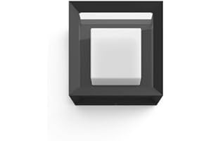Philips Hue Econic Square Outdoor Smart Wall Light, Black - White and Color Ambiance LED Color-Changing Light - 1 Pack - Requires Hue Bridge - Control with Hue App and Voice - Weatherproof