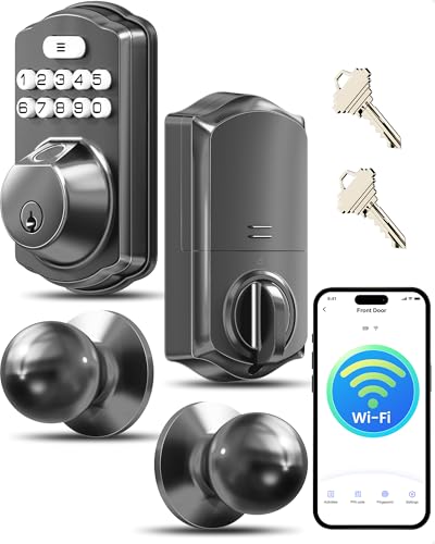 Photo 1 of *********FAULTY- FOR PARTS ONLY*************
Veise VE012W-K Built-in WiFi Fingerprint Smart Lock with 2 Knobs, No Hub Needed, APP Remote Control, Keyless Entry Door Lock, Smart Deadbolt for Front Door, Auto Locking, BHMA Grade 3, Gray