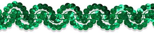 Decorative Trimmings Sequin Trim New Orleans ,Kelly Green, 6 YD