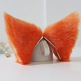 YSTD® Cat Fox Long Fur Ears Anime Neko Costume Orecchiette Hair Clip Party (Orange and Nude)
