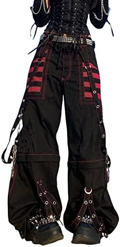 Women Y2k Pants Goth Punk Emo Baggy Bell Bottom Jeans Y2k Wide Leg