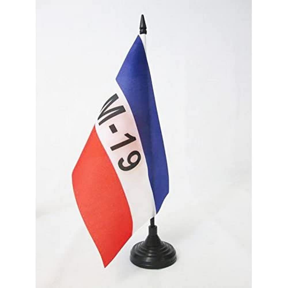 AZ FLAG 19th of April Movement in Colombia Table Flag 5'' x 8'' - M-19 Colombian Office Decoration 100% Polyester 21 x 14 cm - Mini Desk Flag with Pole and Black Plastic Base