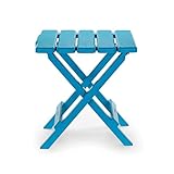 Camco 51680 Aqua Regular Adirondack Portable Outdoor Folding Side Table, Perfect for The Beach, Camping, Picnics, Cookouts and More, Weatherproof and Rust Resistant