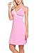 HOTOUCH Women's Sexy Chsmise Nightdress Full Slip V neck Lace Lingerie Nightwear Pink L