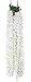 Duovlo 4.59 Feet Artificial Wisteria Bush Vine 10 Stems Silk Hanging Flower for Wedding Events Yard Decor,Pack of 2 (White)