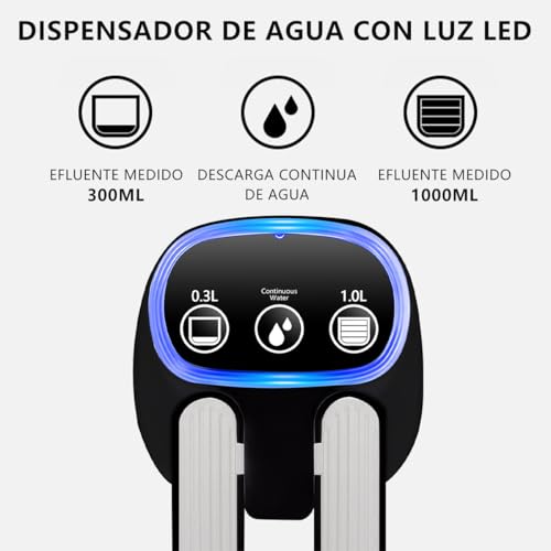 MXHIGO Dispensador de Agua Garrafón Plegable con 3 Modos y Luz LED, Bomba de Agua de Inalámbrica Recargable Portátil, Despachador de Agua Automático Rápido para Botellas de Galón de 4.5L a 20L