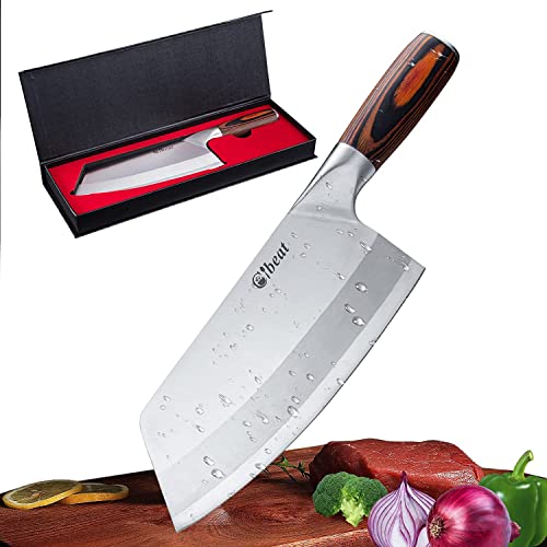 GlowSol Meat Cleaver Knife, 8 Inch Butcher Knife For Knife Cutting