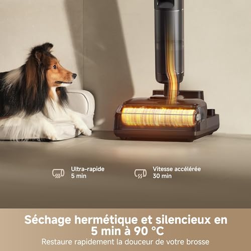 H15 Pro Aspirateur Laveur, Bras robotisé AI DescendReach, Triple arête, 21 000 Pa, antinœuds, Lavage Brosse immersif 100°C, séchage 5 Min 90°C, contrôle par Application, portée à Plat 180°