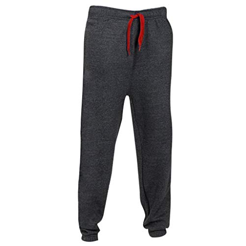 Willsa Mens Swimsuit, Casual Gym Pockets Jogging Sports Solid Harem Elastic Waist Trousers Pants Dark Gray