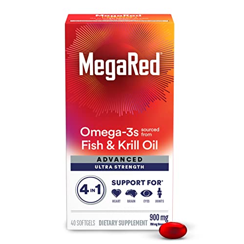 MegaRed Fish Oil + Krill Oil 900mg Omega 3 Supplement with EPA & DHA
