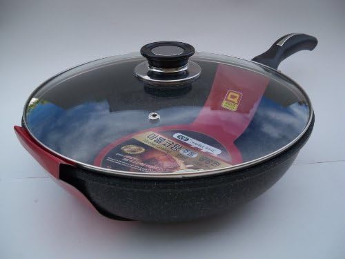 Ceramic Marble Coated Non Stick Cast Aluminium Wok with Lid, 30 cm (12 inches) by Marble Ware