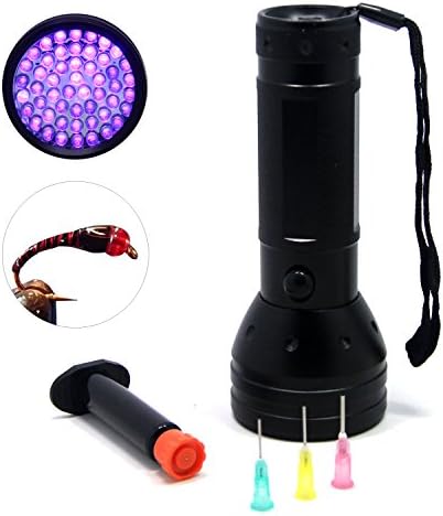 Fishing Tying Kits UV Flashlight Black Lights 395 nM 51 LEDs and Cure Syringe Coating Tools