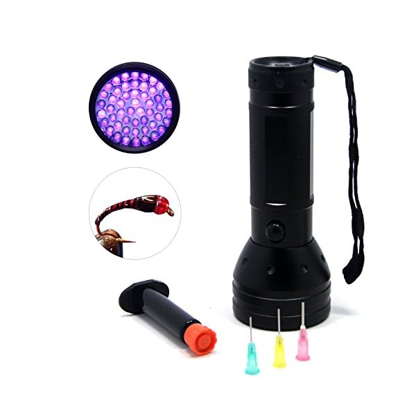 SAMS-Fly-Tying-Kits-UV-Flashlight-Black-Lights-395-nM-51-LEDs-and-Cure-Syringe-Coating-Tools