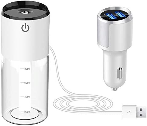 VSousT Car Humidifier Mini Spray Air Purifier 3.0 USB Charger Fast Charger Quiet Aroma Diffuser (Color : White)