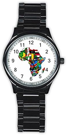 Larons Men's African Union Map Stainless Steel Round Watch