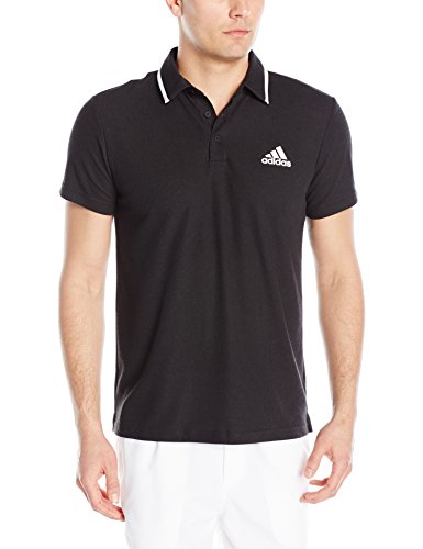 Adidas men s tennis essex polo shirt, black/black, larg…