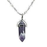 Estone Natural Crystal Healing Point Pendant Chakra Cut Gemstone Jewelry Necklace (4)