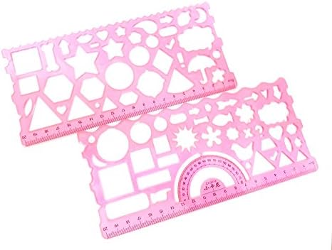 DrWritting Plastic Templates Drawing Geometric Shape Rulers Hexagons Master Set for Student Kid Ruler Set (2 pcs, Assorted colors)