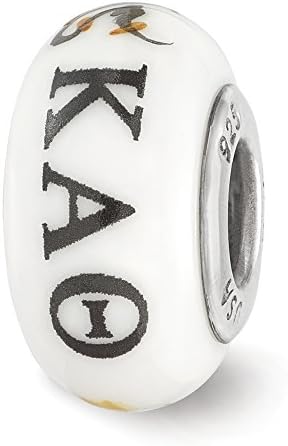 Fenton Hand Painted Kappa Alpha Theta Glass &amp; Sterling Silver Charm