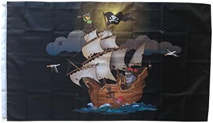 WOWMAR 3x5 Foot Pirate Flag - Vivid Color and UV Fade Resistant -Canvas Header and Double Stitched flag 100% Polyester with Brass Grommets 3 X 5 Ft