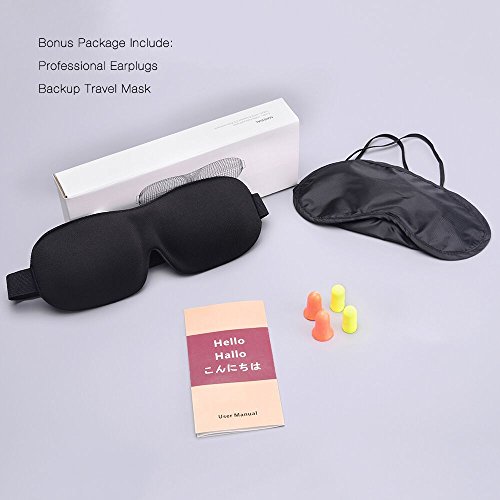 Trilancer Sleep Mask, Contoured Eye Mask for Sleeping, Trilancer Innovative Light Blocking Design Blindfold, 3D Deep Eye Mask, with 2 Pairs Of Earplugs and a Backup Travel Mask